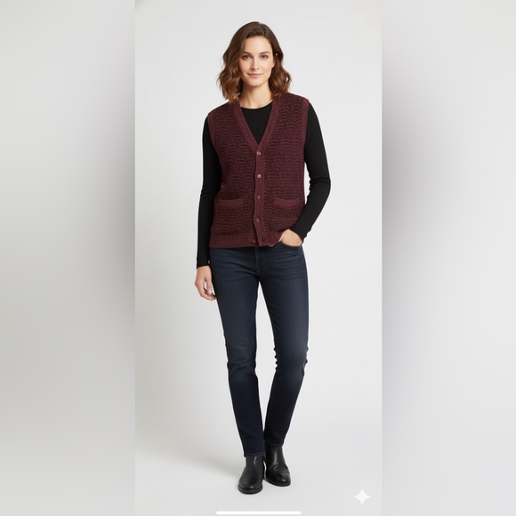 New Hong Kong Co. Other - Vintage black/ Burgundy with iridescent metalic fibre Sweater Vest